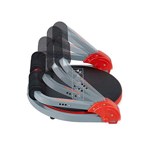 Relaxdays Aparato Abdominales, Flexiones, Stepper, Máquina Fitness 6 en 1, Multiestación Plegable, Metal, 1 Ud., Negro-Rojo