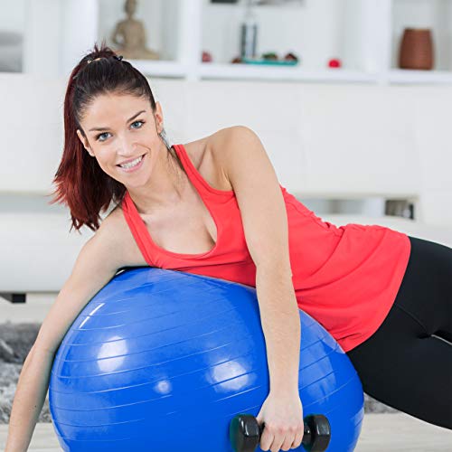 Relaxdays Balón para Ejercicios de Fitness, Pelota de Pilates, Equilibrio, con Bomba de Aire, Diámetro 85 cm, 1 Ud, Azul, Adultos Unisex