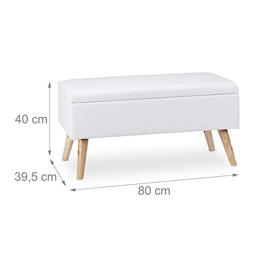 Relaxdays Banco Almacenamiento 40 L, Pino, Blanco, 40 x 80 x 39,5 cm Relaxdays Banco Almacenamiento 40 L, Pino, Blanco, 40 x 80 x 39,5 cm