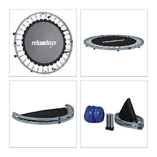 Relaxdays Cama Elástica Fitness Plegable para Interior, Metal-Nailon-Poliéster, Azul-Negro, 22 x 95 x 95 cm, Adultos Unisex Relaxdays Cama Elástica Fitness Plegable para Interior, Metal-Nailon-Poliéster, Azul-Negro, 22 x 95 x 95 cm, Adultos Unisex