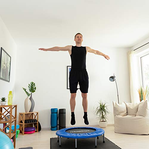 Relaxdays Cama Elástica Fitness Plegable para Interior, Metal-Nailon-Poliéster, Azul-Negro, 22 x 95 x 95 cm, Adultos Unisex Relaxdays Cama Elástica Fitness Plegable para Interior, Metal-Nailon-Poliéster, Azul-Negro, 22 x 95 x 95 cm, Adultos Unisex