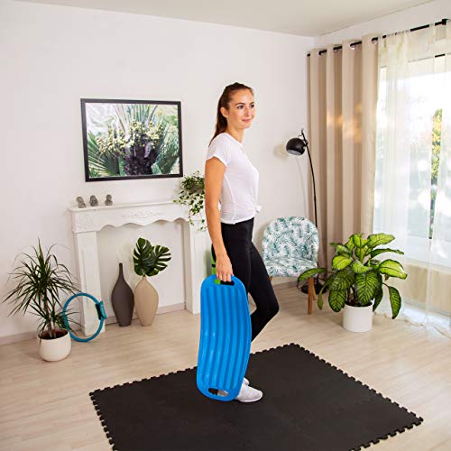 Relaxdays Fitness Tabla Equilibrio, Azul, 9 x 65 x 28 cm