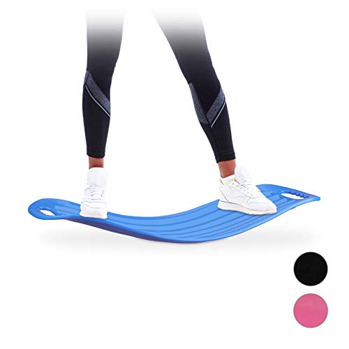 Relaxdays Fitness Tabla Equilibrio, Azul, 9 x 65 x 28 cm