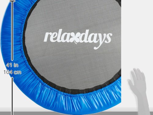 Relaxdays Fitness Trampolin - Cama elástica trampolín de Gimnasio, 91-96 cm de diámetro, Carga máxima 100 Kg, Color Negro y Azul