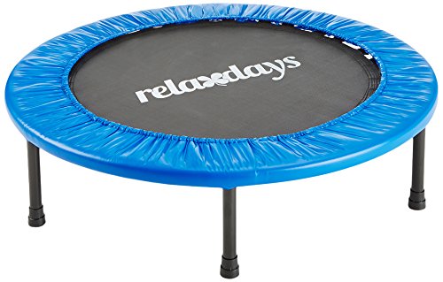 Relaxdays Fitness Trampolin - Cama elástica trampolín de Gimnasio, 91-96 cm de diámetro, Carga máxima 100 Kg, Color Negro y Azul