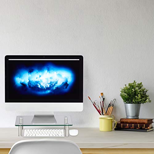 Relaxdays Soporte Monitor, Elevador Pantalla Ordenador, Portátil, Ajustable, Cristal, 1 Ud, 56 x 24 cm, Transparente Relaxdays Soporte Monitor, Elevador Pantalla Ordenador, Portátil, Ajustable, Cristal, 1 Ud, 56 x 24 cm, Transparente