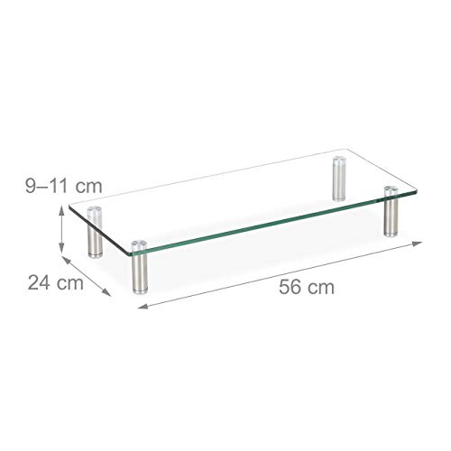 Relaxdays Soporte Monitor, Elevador Pantalla Ordenador, Portátil, Ajustable, Cristal, 1 Ud, 56 x 24 cm, Transparente Relaxdays Soporte Monitor, Elevador Pantalla Ordenador, Portátil, Ajustable, Cristal, 1 Ud, 56 x 24 cm, Transparente