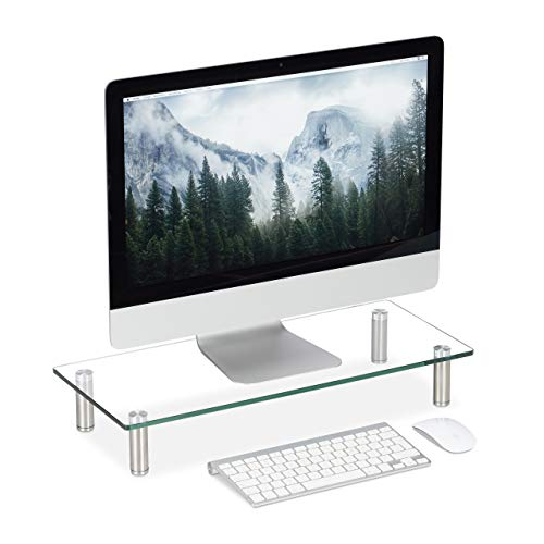 Relaxdays Soporte Monitor, Elevador Pantalla Ordenador, Portátil, Ajustable, Cristal, 1 Ud, 56 x 24 cm, Transparente Relaxdays Soporte Monitor, Elevador Pantalla Ordenador, Portátil, Ajustable, Cristal, 1 Ud, 56 x 24 cm, Transparente