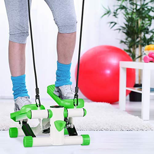 Relaxdays Stepper con podómetro, 2 expansores, Resistencia Ajustable, Up & Down, Swing Step para casa, Color Rosa, Unisex Adulto, 1 Unidad