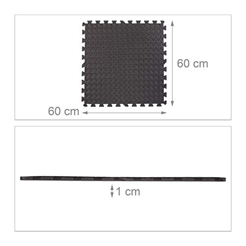 Relaxdays Suelo Goma EVA para Aparatos de Gimnasio, Espuma EVA, 1 x 60 x 60 cm, 16 Piezas Puzzle Relaxdays Suelo Goma EVA para Aparatos de Gimnasio, Espuma EVA, 1 x 60 x 60 cm, 16 Piezas Puzzle