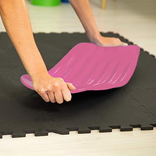 Relaxdays Tabla Equilibrio Fitness, Plástico, Rosa, 9 x 65 x 28 cm, hasta 150 kg, Adultos Unisex