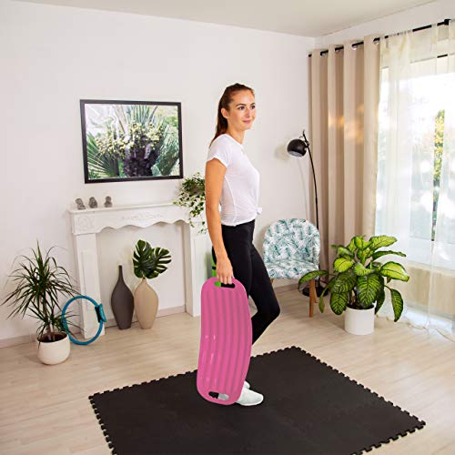 Relaxdays Tabla Equilibrio Fitness, Plástico, Rosa, 9 x 65 x 28 cm, hasta 150 kg, Adultos Unisex