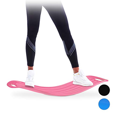 Relaxdays Tabla Equilibrio Fitness, Plástico, Rosa, 9 x 65 x 28 cm, hasta 150 kg, Adultos Unisex