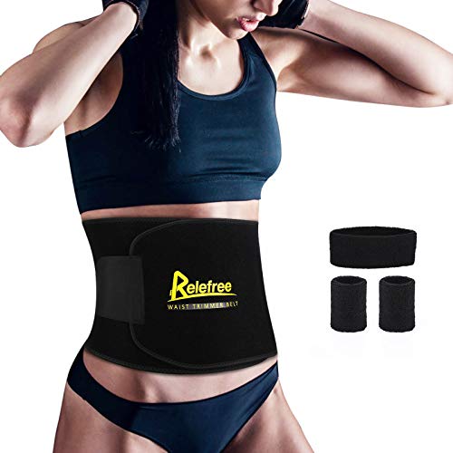 Relefree Faja Reductora Adelgazante, Cinturón Deportivo para Entrenamianto, 2 Correas de Muñeca y 1 Correas de Cabeza, Cinturón Ajustable para Bajar Peso, Quemador de Grasa（M）