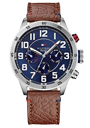 Reloj analógico de cuarzo para hombre Tommy Hilfiger Trent 1791066, correa de piel marrón.