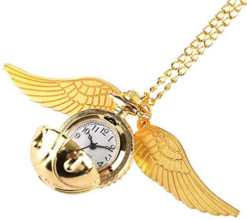 Reloj de Bolsillo Tamaño pequeño Escarabajo de Color Dorado con alas Reloj de Bolsillo de Cuarzo Collar Colgante Diseño Lindo Relojes para niños Regalos para niños