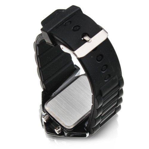 Reloj de Muñeca LED V Unisex con Correa de Silicona (Negro)