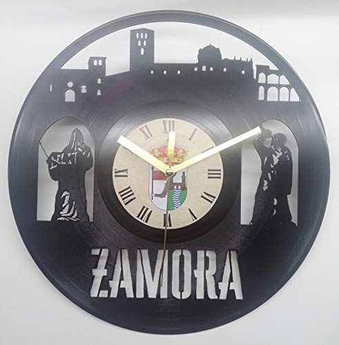 Reloj de Zamora Fabricado en Disco de Vinilo con los monumentos más significativos de la Ciudad