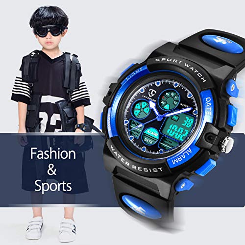 Reloj Deportivos para Niños Niño Niña Resistente al agua Digital Analógico Militares Impermeabl Deportivos Especiales al Aire Libre LED Despertador Multifuncionales (Azul) Reloj Deportivos para Niños Niño Niña Resistente al agua Digital Analógico Militares Impermeabl Deportivos Especiales al Aire Libre LED Despertador Multifuncionales (Azul)