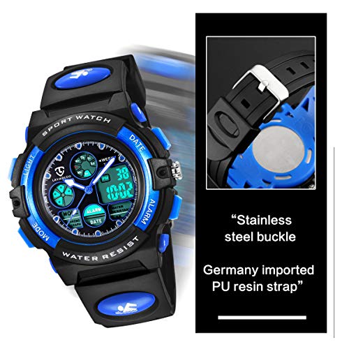 Reloj Deportivos para Niños Niño Niña Resistente al agua Digital Analógico Militares Impermeabl Deportivos Especiales al Aire Libre LED Despertador Multifuncionales (Azul) Reloj Deportivos para Niños Niño Niña Resistente al agua Digital Analógico Militares Impermeabl Deportivos Especiales al Aire Libre LED Despertador Multifuncionales (Azul)