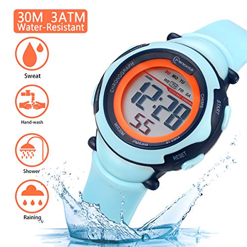 Reloj Digital para Niños Niña,Chicos Chicas 50M(5ATM) Impermeabl Deportes al Aire Libre LED Multifuncionales Relojes de Pulsera con Alarma