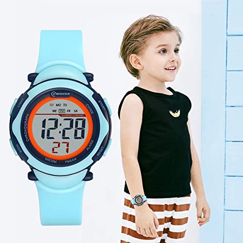 Reloj Digital para Niños Niña,Chicos Chicas 50M(5ATM) Impermeabl Deportes al Aire Libre LED Multifuncionales Relojes de Pulsera con Alarma