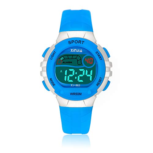 Reloj Digital para Niños Niña,Chicos Chicas 50M(5ATM) Impermeabl Deportes al Aire Libre LED Multifuncionales Relojes de Pulsera con Alarma para Niños,Niñas(Azul) Reloj Digital para Niños Niña,Chicos Chicas 50M(5ATM) Impermeabl Deportes al Aire Libre LED Multifuncionales Relojes de Pulsera con Alarma para Niños,Niñas(Azul)