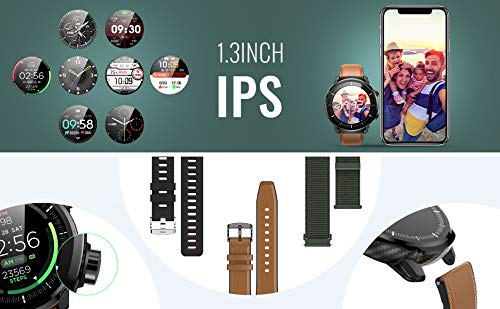 Reloj Inteligente Hombre, Hommie Smartwatch Hombre de Pantalla Táctil Ccompleta Impermeable IP68, Pulsera de Actividad Inteligente con 9 Deportes, Pulsómetro,Sueño,GPS,Caloría,3 Correas, iOS y Android