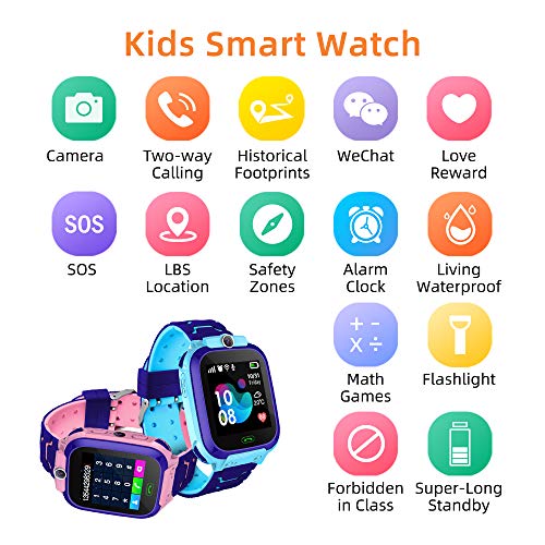 Reloj Inteligente para Niños con Posicionamiento LBS- SOS Anti-Lost Children's Smartwatch Phone Compatible para Android e iOS con Voice Chat Alarm Game Linterna para Niñas Regalos de Cumpleaños Reloj Inteligente para Niños con Posicionamiento LBS- SOS Anti-Lost Children's Smartwatch Phone Compatible para Android e iOS con Voice Chat Alarm Game Linterna para Niñas Regalos de Cumpleaños