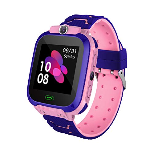 Reloj Inteligente para Niños con Posicionamiento LBS- SOS Anti-Lost Children's Smartwatch Phone Compatible para Android e iOS con Voice Chat Alarm Game Linterna para Niñas Regalos de Cumpleaños