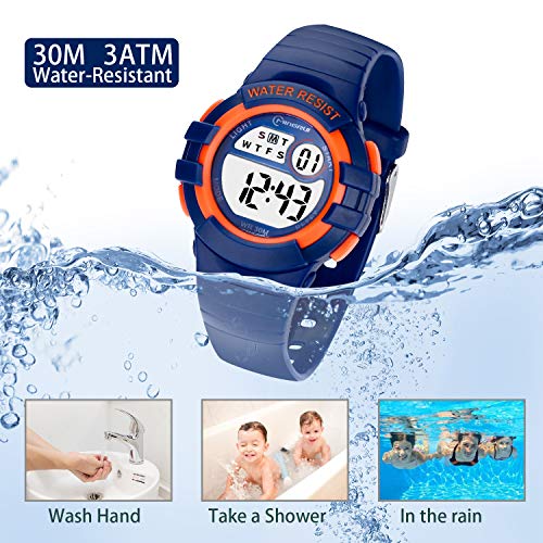 Reloj Niños Digital,Reloj de Pulsera Niña Multifunción con Pantalla LED Impermeable para Niños, Niñas Reloj Infantil Aprendizaje para Niños 4-15 Años (Azul Oscuro)