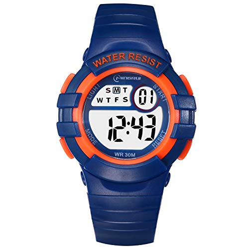 Reloj Niños Digital,Reloj de Pulsera Niña Multifunción con Pantalla LED Impermeable para Niños, Niñas Reloj Infantil Aprendizaje para Niños 4-15 Años (Azul Oscuro)