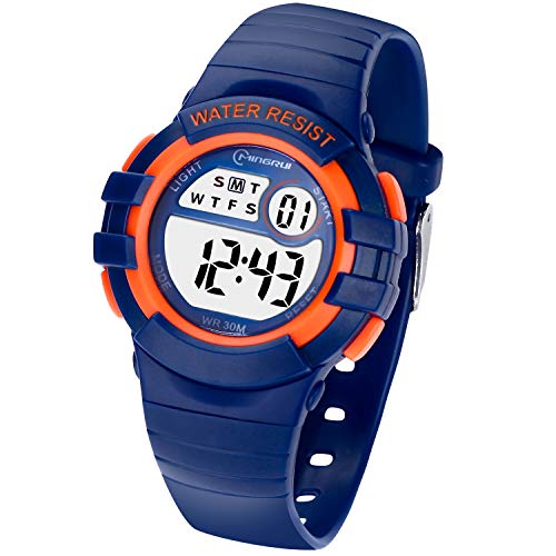 Reloj Niños Digital,Reloj de Pulsera Niña Multifunción con Pantalla LED Impermeable para Niños, Niñas Reloj Infantil Aprendizaje para Niños 4-15 Años (Azul Oscuro)