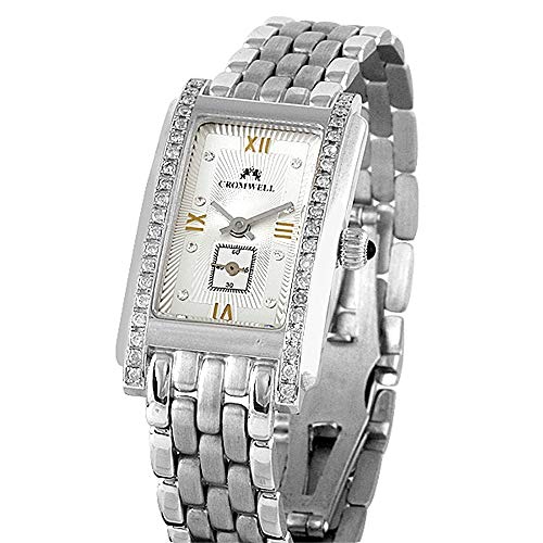 Reloj oro blanco 18k Cromwell mujer brillo mate bisel indicadores diamantes brillantes esfera blanca