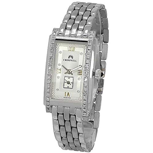 Reloj oro blanco 18k Cromwell mujer brillo mate bisel indicadores diamantes brillantes esfera blanca