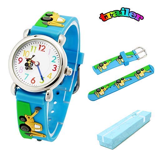Reloj para Niños de Vinmori, Reloj de Cuarzo con Dibujos Animados Bonitos en 3D Resistente al Agua. Regalo para Chicos, Niños y Niñas (Remolque Azul) Reloj para Niños de Vinmori, Reloj de Cuarzo con Dibujos Animados Bonitos en 3D Resistente al Agua. Regalo para Chicos, Niños y Niñas (Remolque Azul)
