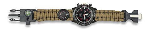 Reloj Supervivencia Táctico Militar Coyote Incluye Silbato, pedernal, brújula y termómetro Caza, Pesca, Camping, Outdoor, Supervivencia y Bushcraft Albainox 33879-CO + Portabotellas de regalo