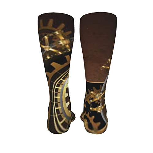 Relojes antiguos Steampunk Engranajes de oro y latón sobre fondo marrón oxidado Calcetines de compresión de 19.8 pulgadas Botas altas Medias de manguera larga para caminar yoga para mujeres hombre Relojes antiguos Steampunk Engranajes de oro y latón sobre fondo marrón oxidado Calcetines de compresión de 19.8 pulgadas Botas altas Medias de manguera larga para caminar yoga para mujeres hombre
