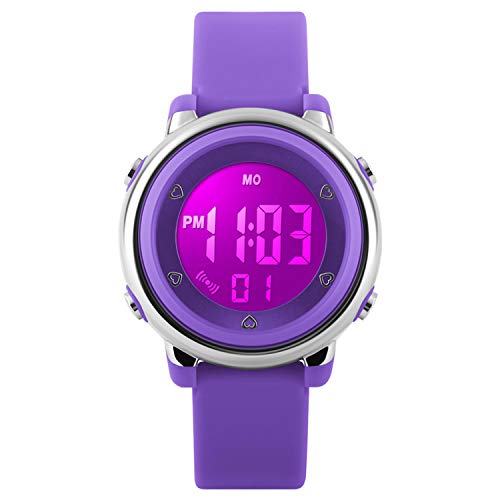 Relojes deportivos digitales para niñas Yesure. Reloj deportivo impermeable de 5 ATM con cronómetro de alarma, 7 luces traseras LED Relojes deportivos digitales para niñas Yesure. Reloj deportivo impermeable de 5 ATM con cronómetro de alarma, 7 luces traseras LED