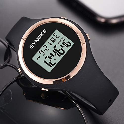Relojes Digital Deportivo Multifunción Relojes Calendario Alarma Relojes Silicona para Mujeres Niñas, Negro Relojes Digital Deportivo Multifunción Relojes Calendario Alarma Relojes Silicona para Mujeres Niñas, Negro