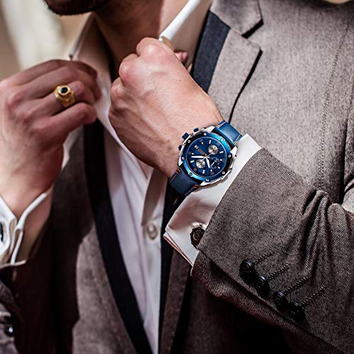 Relojes Hombres Cronógrafo Analógico Cuarzo Reloj Impermeable Deporte Reloj (Azul) Relojes Hombres Cronógrafo Analógico Cuarzo Reloj Impermeable Deporte Reloj (Azul)