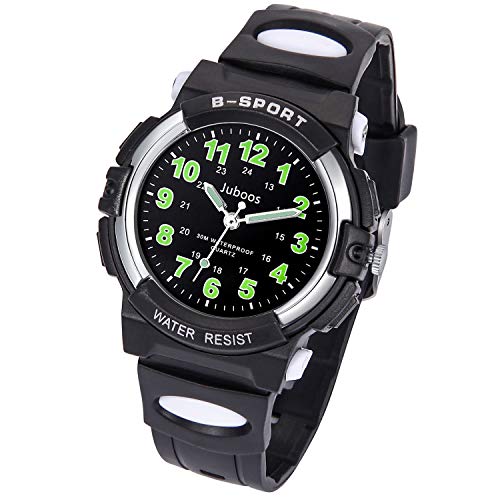 Relojes Niños, Reloj de Pulsera para Niños y Niñas Impermeable Reloj Deportivo de Cuarzo (Negro All)