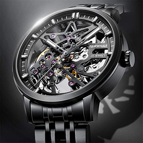 Relojes para Hombre Reloj De Pulsera Automático Mecánico Analógico De Negocios Moda Esfera Hueca Manos Luminosas Impermeable Correa De Acero Inoxidable Regalo Elegante para Hombres