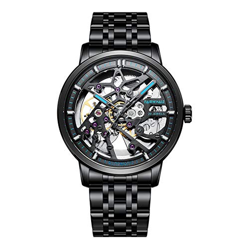 Relojes para Hombre Reloj De Pulsera Automático Mecánico Analógico De Negocios Moda Esfera Hueca Manos Luminosas Impermeable Correa De Acero Inoxidable Regalo Elegante para Hombres