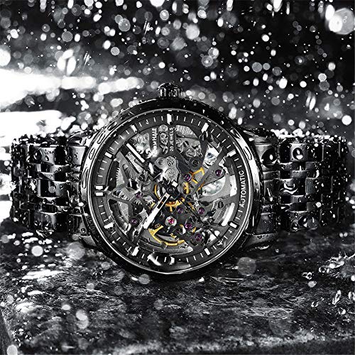 Relojes para Hombre Reloj De Pulsera Automático Mecánico Analógico De Negocios Moda Esfera Hueca Manos Luminosas Impermeable Correa De Acero Inoxidable Regalo Elegante para Hombres