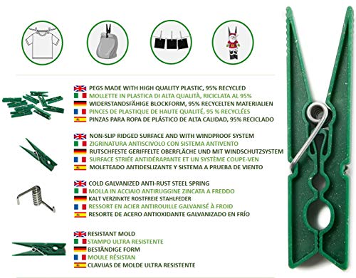 remake 40 Piezas - Pinzas Ropa Ecológico 95% con Plastico Reciclado, Talla Grande. Fuertes y a Prueba de Viento. Made in Italy remake 40 Piezas - Pinzas Ropa Ecológico 95% con Plastico Reciclado, Talla Grande. Fuertes y a Prueba de Viento. Made in Italy