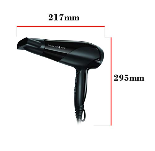 Remington Ionic Dry 2200 - Secador de Pelo, Secador Iónico, Concentrador y Difusor, 2200 W, Negro, D3198 Remington Ionic Dry 2200 - Secador de Pelo, Secador Iónico, Concentrador y Difusor, 2200 W, Negro, D3198