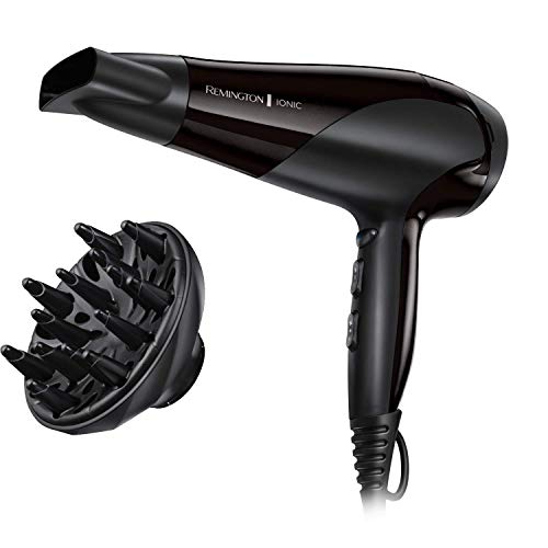 Remington Ionic Dry 2200 - Secador de Pelo, Secador Iónico, Concentrador y Difusor, 2200 W, Negro, D3198 Remington Ionic Dry 2200 - Secador de Pelo, Secador Iónico, Concentrador y Difusor, 2200 W, Negro, D3198