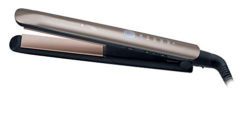 Remington S8590 Keratin Therapy Pro - Plancha de Pelo Profesional, Cerámica, Digital, Keratina, Aceite Almendras, Color Bronce