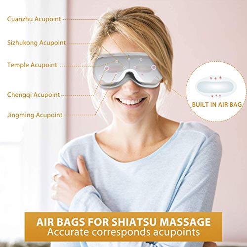 RENPHO masajeador de ojos, con calor compresión de aire presión masaje vibratorio, Bluetooth música, Plegable masajeador ocular para aliviar la tensión ocular Ojos secos Mejorar el sueño RENPHO masajeador de ojos, con calor compresión de aire presión masaje vibratorio, Bluetooth música, Plegable masajeador ocular para aliviar la tensión ocular Ojos secos Mejorar el sueño